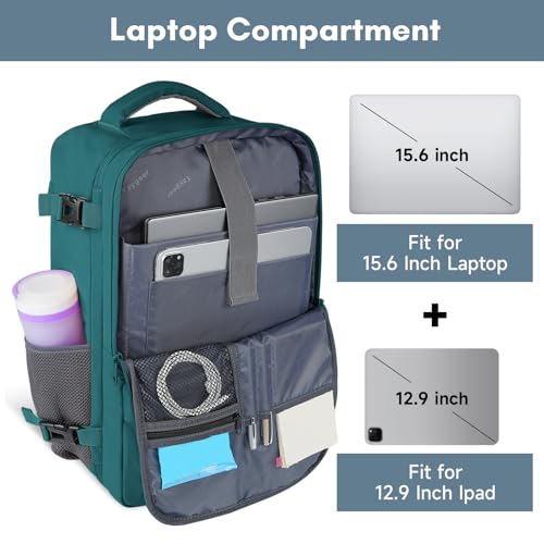 Image of Taygeer Laptop Backpack, Carry On Backpack with 17.3inch Laptop Compartment | Airline Approved TSA Friendly Backpacks for Nursing Doctor Business Travel, Travel Daypack for Work Essentials, Peacock Blue
