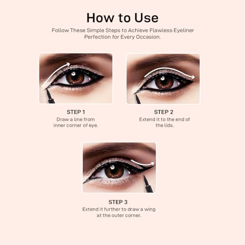 Image of Multibrite Winged Eyeliner Pen, Waterproof Long Lasting Liquid Eyeliner Pen, Smudge-proof Quick Dry Eyeliner Vegan & Cruelty-free (Dark Brown 104#)