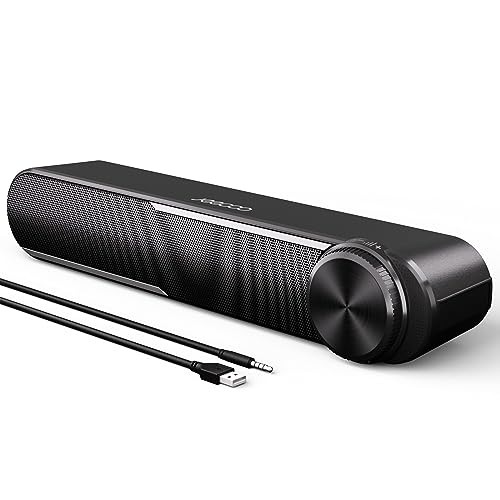 Jeecoo A30 PC Lautsprecher,Computer Lautsprecher für Pc,USB Powere PC Soundbar Schwarz, Lautsprecher Boxen für Pc, Laptop,Monitor,Ipad,Tablets,Smartphone (USB+3.5mm