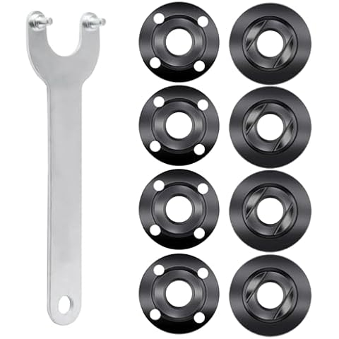 9pcs Angle Grinder Nuts, 1 Angle Grinder Wrench Spanner & 8 Angle Grinder Flange Nuts, 5/8-11 Grinder Angle Metal Lock Nuts Compatible with Makita Dewalt Bosch Milwaukee Ryobi Metabo Grinder Nuts Cover