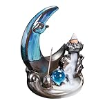 Backflow Incense Burner | Moon Shaped Diffuser - Ceramic Waterfall Incense Fountain | for Home House Altar Entryway Cabin Table Desk