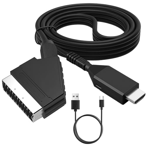 Scart to HDMI 1080P/720P Converter, Seamless Audio/Video Conversion, SCART Input to HDMI Output Lead with 83cm USB Cable Adapter Connect for TV VCR PS4 DVD Xbox, NTSC/PAL, SECAM Support, Plug and Play