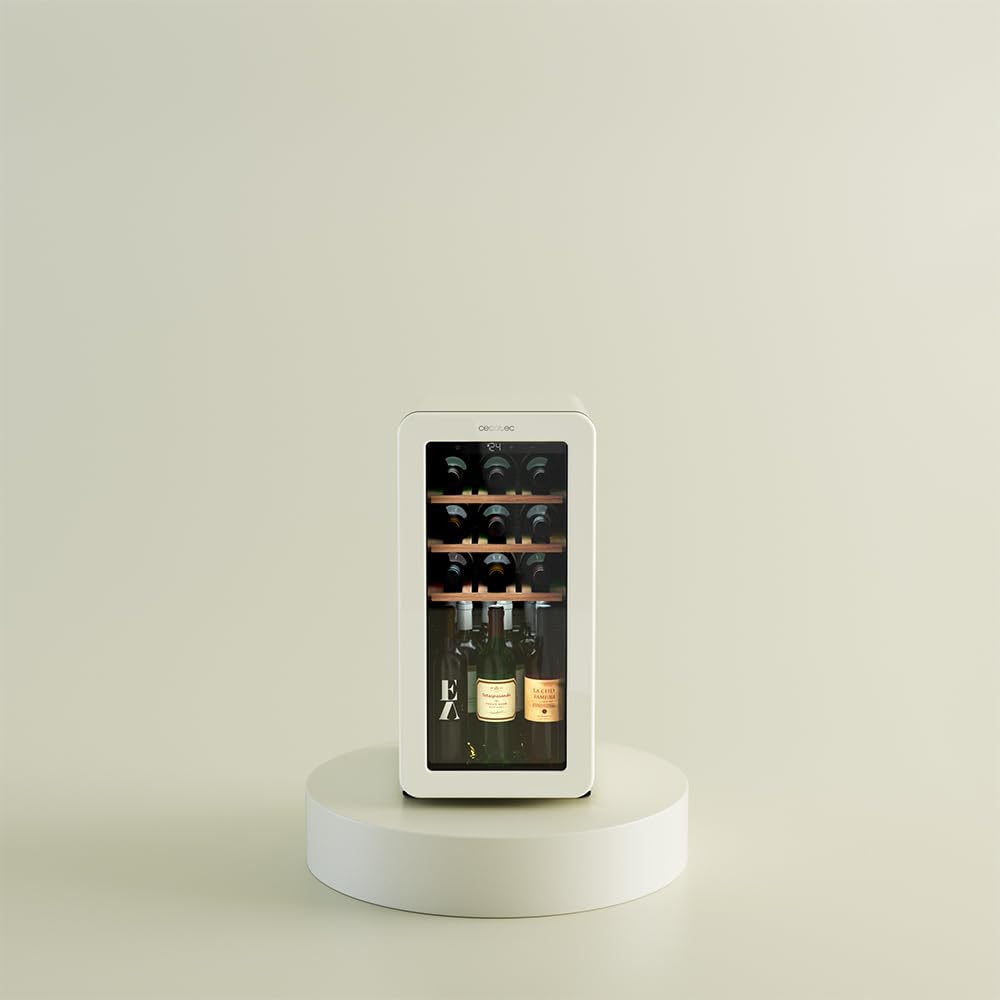 Cecotec Vinoteca 18 Botellas Retro Bolero Grandsommelier Origin 18 Hit Beige. Acabado En Beige Control Led, Temp. 5-20ºC, Compresor, NoFrost, Estantes Madera, Luz Interior, Ventilación