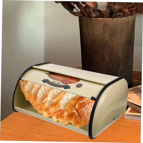 Caja para pan de hierro amarillo PRETYZOOM contenedor retro 5