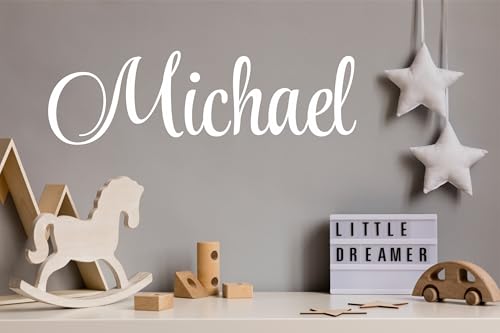 Decor Designs Decals Boys Adorable Custom Name, Personalized Vinyl Wall Art Decal Sticker, Babies Nursery, Childrens Bedroom and Playroom Decor, (Multiple Size Choices) (Single Name, Without Initial)