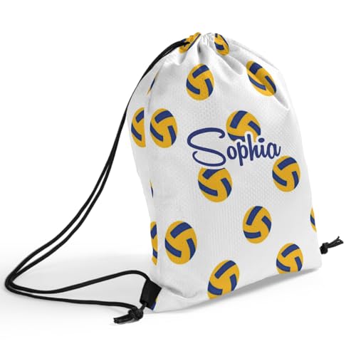 Cute Volleyball Personalized Drawstring Bag Backpack Sackpack Custom String Bag Cinch Water Resistant Oxford for Gym Yoga Sport4