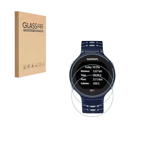 HYGMOCC Pellicola salvaschermo per Garmin Forerunner 220/225 / 230/235 / 620/630 Pellicola in vetro temperato, durezza 9H, antigraffio, alta definizione, senza bolle (2 pezzi)