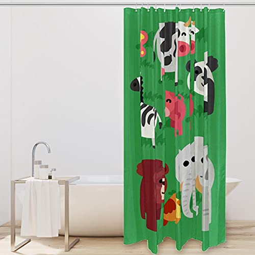 Rideau de douche imperméable motif animal vert avec crochets inclus
