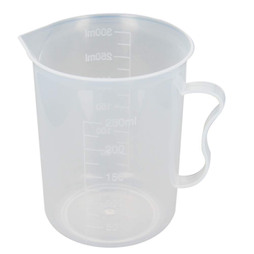 Othmro Plastic Laboratory Water Liquid Container Measuring Beaker with Handle 250ml 1Pcs Good for Kitchen Bake