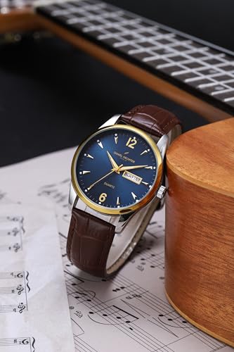 Image of Daniel Hechter Paris Analog Quartz Watch for Men with Sunray Round Dial, Leather Strap, Day & Date Display & Water Resistant