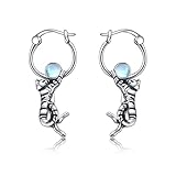 Katze Creolen Ohrringe 925 Sterling Silber Katze Ohrhänger Mondstein Ohrringe Katze Schmuck Geschenk für Damen