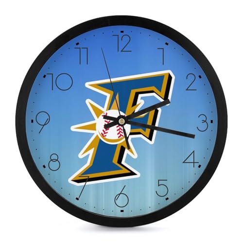 北海道日本ハムファイターズ 掛け時計 壁掛け時計 円形 静音 電池式 アラビア数字 オフィス/寝室/リビング