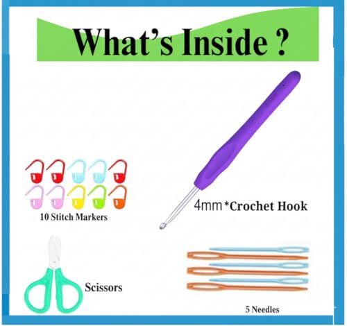Image of Viharini Crochet Kit for Beginners with Yarn, Crochet Hooks, Stitch Markers, Knitting Needles, DIY Tools & Crochet Thread - Complete Crocheting Set for Adults and Kids (Multi-Colour) (5 Yarn Set)