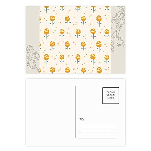 Fleur jaune plante rose motif fleur jeu de cartes postales à offrir pour amateurs de papeterie