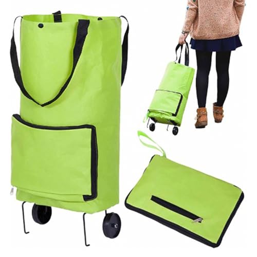 Carrinho Sacola 2 Rodas para Compras Dobrável Multiuso - Verde