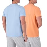 Tommy Bahama - Men's Essential 2 Pack T Shirts, Short Sleeve Crew Neck Stretch Jersey Top for Sleep or Lounge (Light Blue & Orange, Large)
