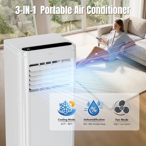 Image of AKIRES 10000 BTU Portable Air Conditioners,3-IN-1 Portable AC Unit With Fan & Dehumidifier,Remote Control,24H Timer,Sleep Modes,Cools Room Up To 450 sq.ft,Suitable for Bedroom,Room, Office,Apartment
