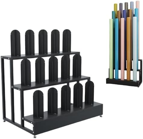Heavy Duty Vinyl Wrap Holder - 2-Tier Metal Media Cart Rack for Car Color Change Film, Auto Stickers & Window Film Storage & Organization
