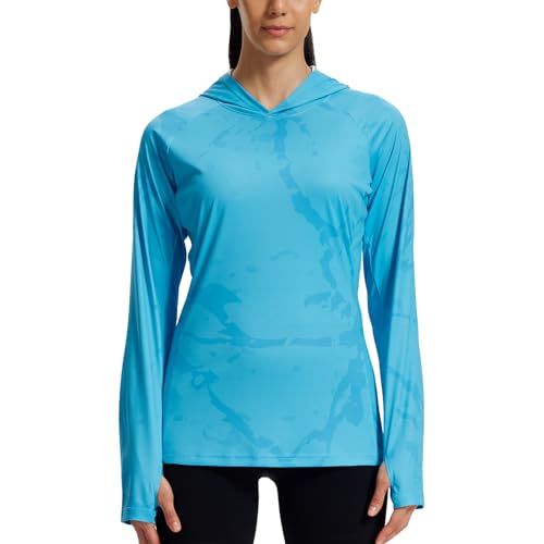 LOOGU Women's UPF 50+ Sun Protection Hoodies Shirts Regular Fit Long Sleeve Lightweight Quick Dry UV Fishing Hking Outdoor SPRETTA Light Blue 2X Big - image 1