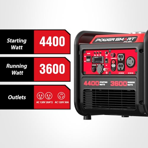 Image of PowerSmart 4400 Watt Portable Generator With Inverter Technology, Parallel Ready, 223cc 4-Stroke Engine, Gas Generator for Home Use, Emergency