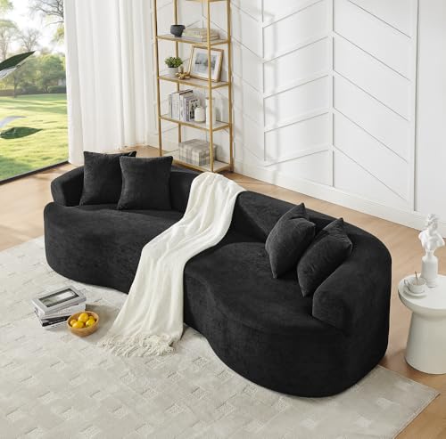 Gecheer Modern Cloud 4-Seater Sectional Sofa, Curved Chenille Couch for