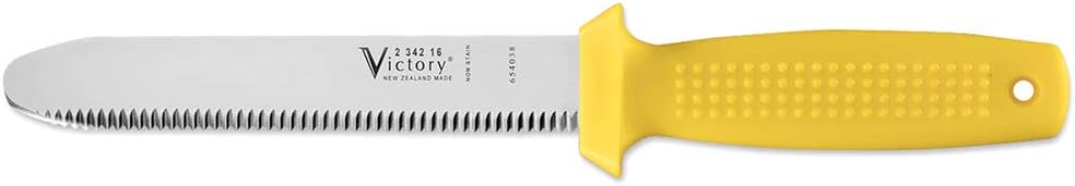 Diving Knife Set: Stainless Blunt-Tip Blade, Yellow, Plus Harness Sheath