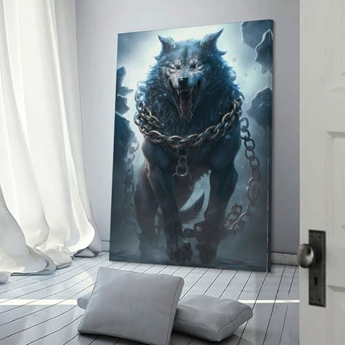 Fenrir le loup mythique tableau POLIUAWS déco salle de bain