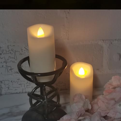 Image of 2 Pack LED Flameless Candles Battery Operated Outdoor LED LightFake Flickering Waterproof Candles for Home Decorations Garden Decor Wedding Party Christmas Party (2 inch x 4 inch with timer)