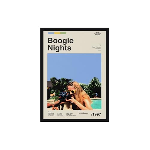 Image of BLINKART Boogie Night Movie Poster Frame 8x12 Inch | Premium 300 GSM Paper Wall Print | Mid Century Vintage Film Artwork for Home, Bedroom, Living Room, Office | Framed Photo Decor