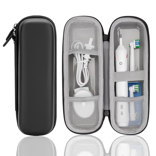 Stukcae Étui de voyage pour brosse à dents électrique Oral-B Pro 1000, 2000, 3000, 3500, coque rigide de transport avec doublure grise étanche, poche en maille pour accessoires
