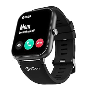 PTron Newly Launched Reflect Ace Smartwatch with Bluetooth Calling, 1.85″ Full Touch Display, 600 NITS Bright, 120+ Sports Mode, High-Speed Realtek Processor, DaFit App & 7 Days Battery Life (Black)