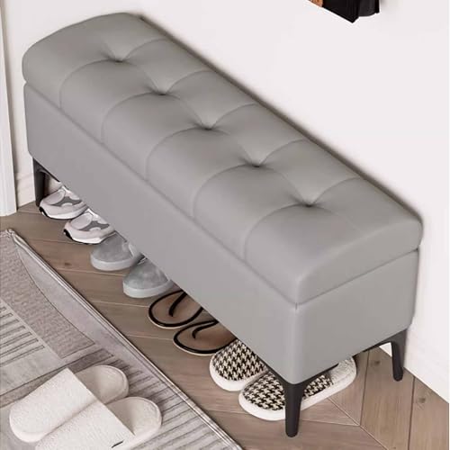 Coffre à chaussures d'entrée gain de place avec assise et poignées intégrées