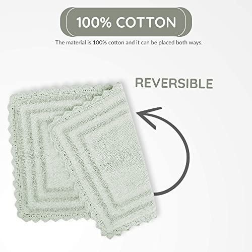 Rajrang Bringing Rajasthan To You Bath Rug For Bathroom Kitchen Spa With Crochet Cotton Absorbent Soft Reversible Woven Bath Mat Canary Green Rectangle 34X21 Inches #TOP3
