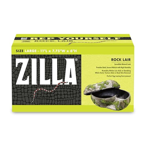 Zilla Rock Lair, Naturalistic Hide, Supports Shedding and Egg-Laying, Retains Humidity, Ideal for Snakes and Lizard, Large