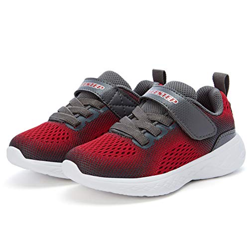 Weesstep Toddler/Little Kid Boys Girls Lightweight Breathable Adjustable Strap Elastic Lace Running Sneaker Shoe Red #TOP1