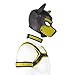 YiQin RWSX Weiche Latex-Hundemaske mit Ohren, Welpenmaske für Cosplay-Party-Maskerade Set (Maske, Halsband, Armbinde, Riemen) (Color : Yellow, Size : X-Large)