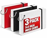 1InTheOffice Index Cards with Ring 3x5, Flash Cards with Binder Ring, Single Hole Punched Notecards, 65 Cards, 3 Pack