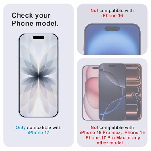Image of HD Tempered Glass Screen Protector Compatible for iPhone 17 with Edge to Edge coverage and Easy Installation kit