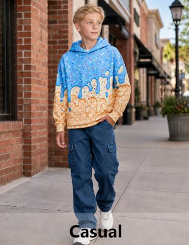 Move Dance Boys Baseball Hoodies Ice Cream Size 7-8 Pullover Sweatshirts - image 4