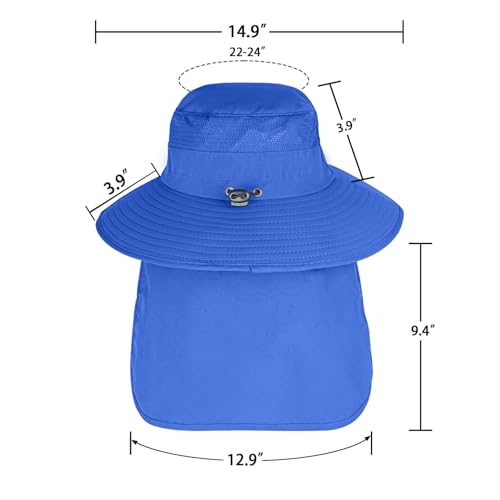 Image of Sun Hats for Men Women Fishing Hat UPF 50+ Breathable Wide Brim Bucket Hats Summer UV Protection Safari Hat with Neck Flap