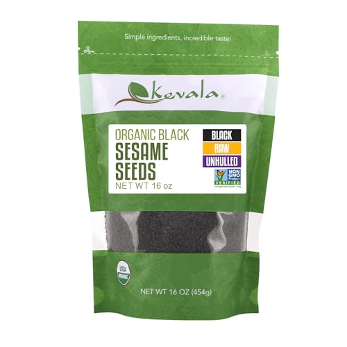 Organic Raw Black Sesame Seeds (Unhulled) - Allergen Friendly Seeds Made in Facility Free of Peanuts and Tree Nuts, Can Be Used for Making Tahini and Blending into Smoothies, Fresh Taste, 1 lb, 16 oz