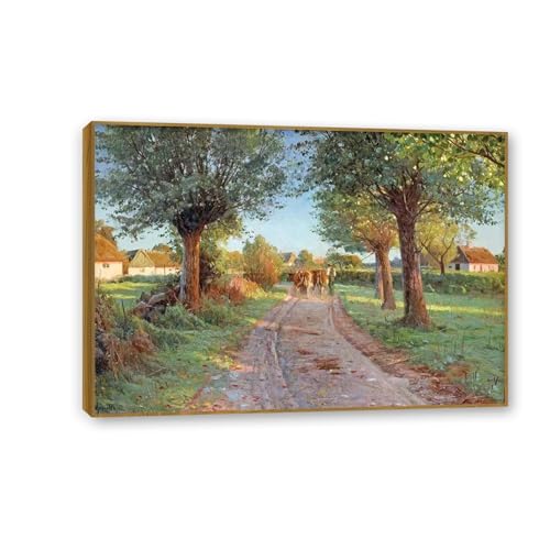 Paysage naturel Monsted Soirée d'été : sublime peinture à l'huile sur toile pour salon