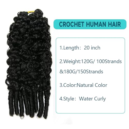 Feather Crochet Human Hair Water Curly 120G 100 Strands 20 Inch NC — view 2