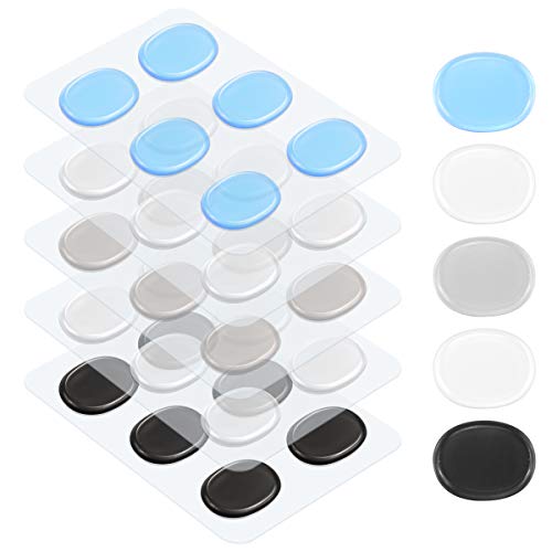 Jinhuaxin Lagrimas Silicona, 30 Piezas Topes Silicona Suave, Topes Adhesivos Transparentes, Almohadilla Autoadhesiva, Amortiguación de Ruido, Protector Antigolpes, Búfer Muebles, 4 Colores