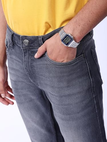 Image of The Indian Garage Co Men Slim Fit Solid Mid-Rise Jeans