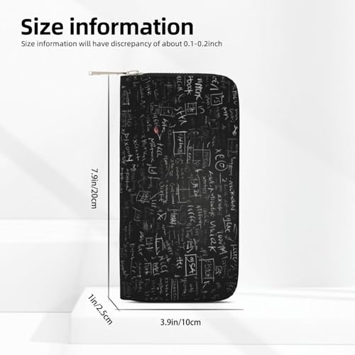 Blackboard Wallpaper Printed Zip Around Long Wallet For Women Men Pu Leather Clutch Purse,Card Holder, Coin Pocket Stylish Travel Leather Billfold For Daily Use & Gifting4
