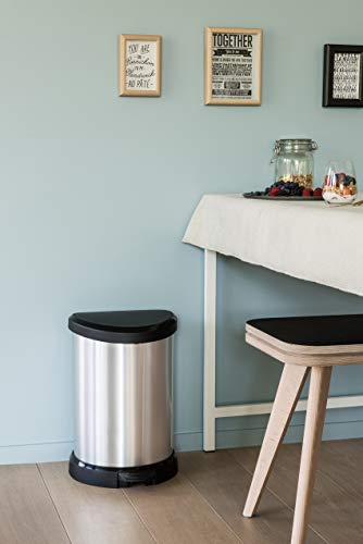 CURVER 20 Litre Metal Effect Pedal Deco Bin, Silver