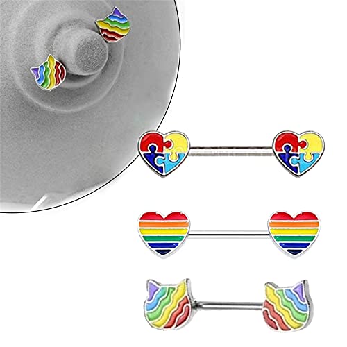 NC Retro 3x aço Inoxidável Colorido Protetor de Mamilo Corpo Joias Barra de Mamilo