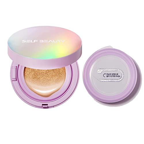 セルフビューティー SELFBEAUTY |ユニコーン 光彩 クッション リキッド ファンデーション、BBクリーム クッション ファンデ (セット 15g x 2個) |SPF50+ PA++++、自然なカバー、崩れにくい、ロングウェア、保湿成分配合、薄くて楽なつけ心地、ツヤ系|韓国コスメ【日本公式・正規品】|21号 ピュアアイボリー