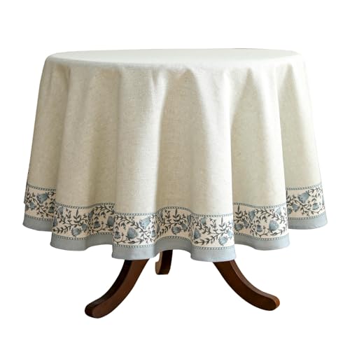 ISAENNE Designer Linen Round Tablecloth,Diameter 67"-Segerman B